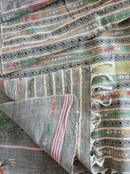 Handmade Kantha Stitch Khesh Cotton Saree