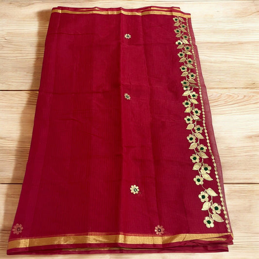 दिव्यारुणा - Kota Doria Sarees with Gota work - Saree | Tags: Kota Doria Embroidery