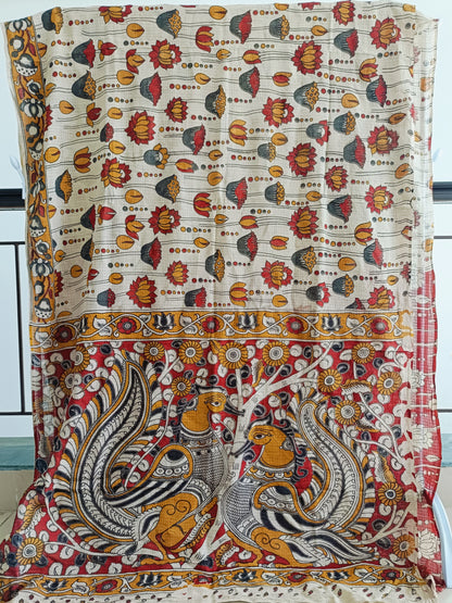 मेनका - Pure Kota Handloom Cotton Handcrafted Kalamkari Saree