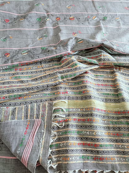 Handmade Kantha Stitch Khesh Cotton Saree