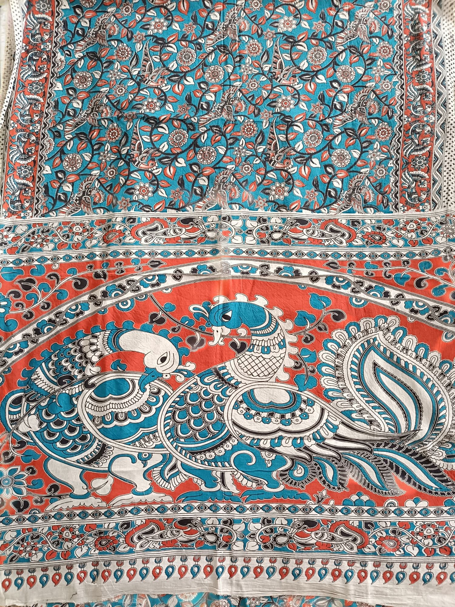 वर्णमयूर - Handmade Kalamkari Mul Cotton Sarees - Saree | Tags: Kalamkari Mul Cotton