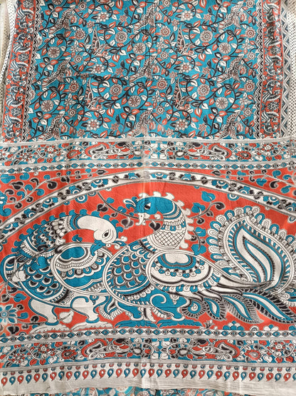 वर्णमयूर - Handmade Kalamkari Mul Cotton Sarees - Saree | Tags: Kalamkari Mul Cotton
