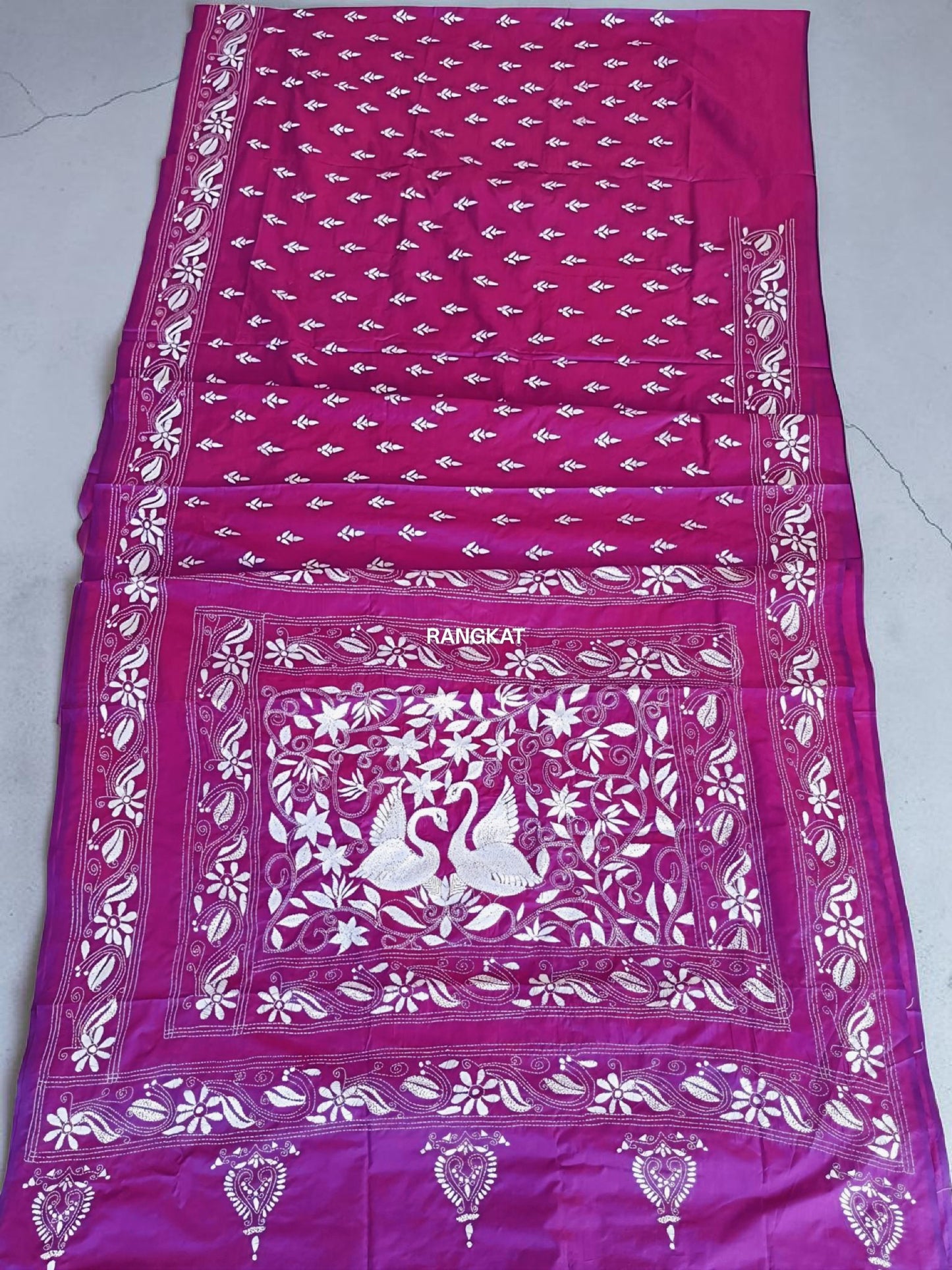Rajrani - Kantha Stitch on Blended Bangalore Silk Saree