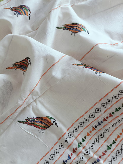 Handmade Kantha Stitch Khesh Cotton Saree