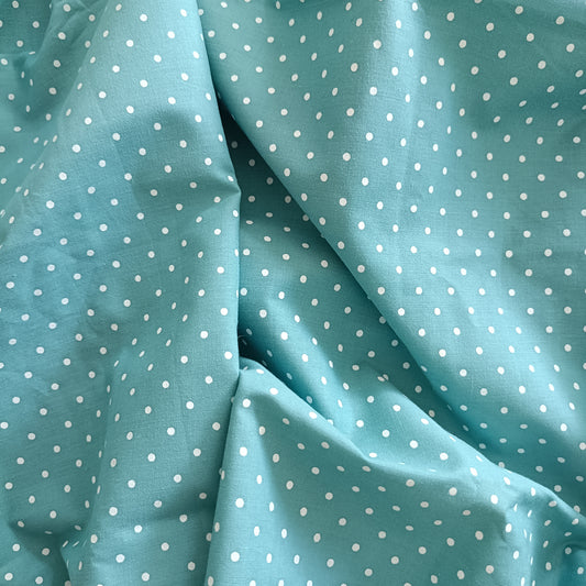 चंद्रप्रभा - Premium Cotton Sea Green Polka Fabric - Fabric | Tags: Cotton Print