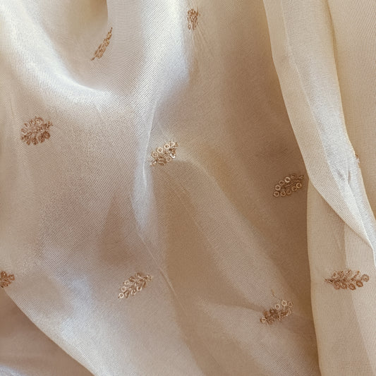 झिलमिलाहट - Premium Gold Zari Tissue Silk Fabric Sequence Trail - Fabric | Tags: Silk