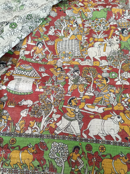 तुलसी - Pure Kota Handloom Cotton Handcrafted Kalamkari Saree