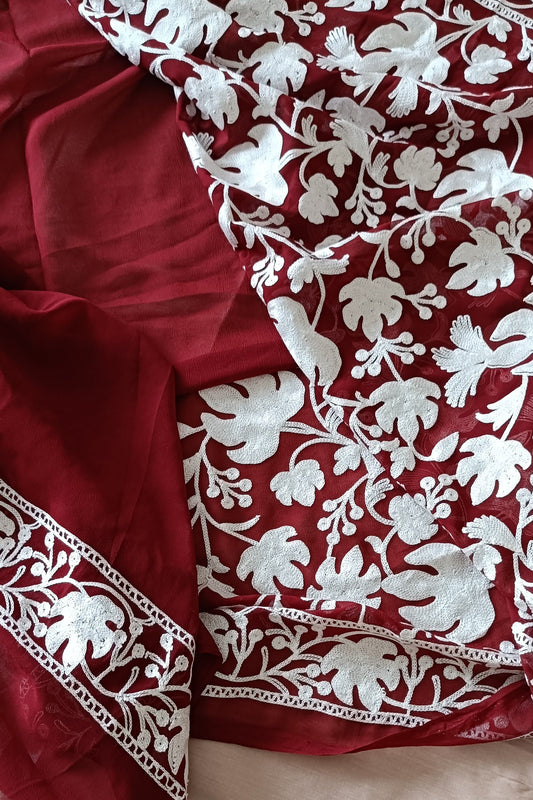 Georgette Saree With Aari Embroidery