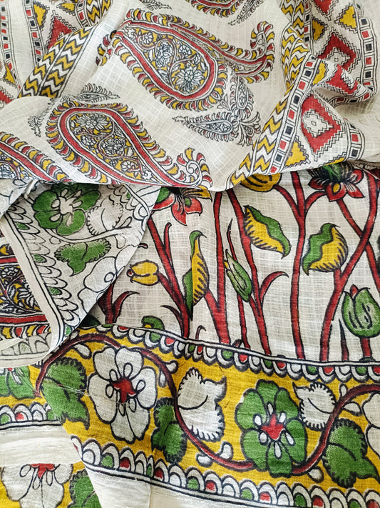 शाची - Pure Kota Handloom Cotton Handcrafted Kalamkari Saree