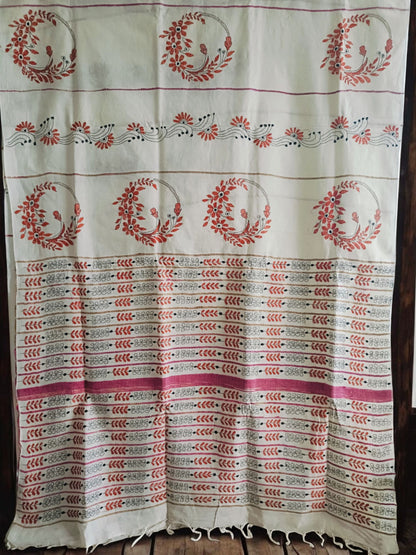 Handmade Kantha Stitch Khesh Cotton Saree