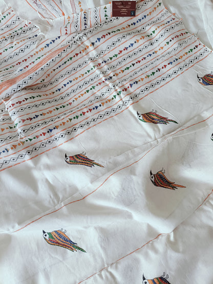 Handmade Kantha Stitch Khesh Cotton Saree
