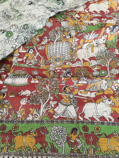 तुलसी - Pure Kota Handloom Cotton Handcrafted Kalamkari Saree