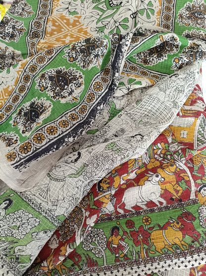 तुलसी - Pure Kota Handloom Cotton Handcrafted Kalamkari Saree
