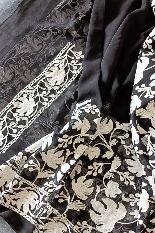 Georgette Saree With Aari Embroidery