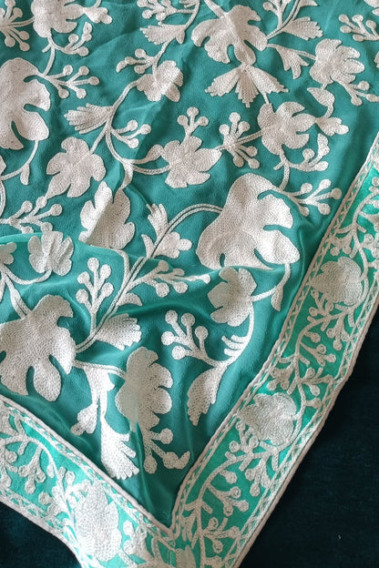 नीलहरितिमा - Georgette Saree With Aari Embroidery - Saree | Tags: Georgette Embroidery