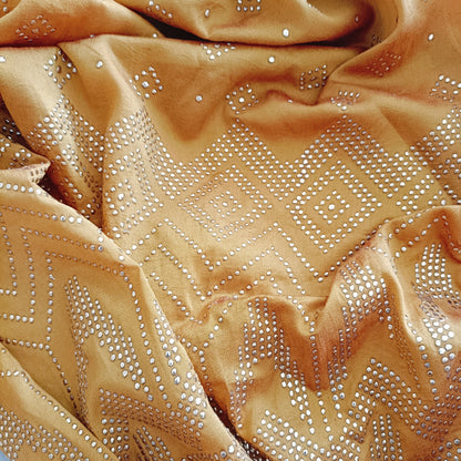 झिलमिलाहट  - Premium Gold Metallic Dots Silk Fabric - Fabric | Tags: Silk