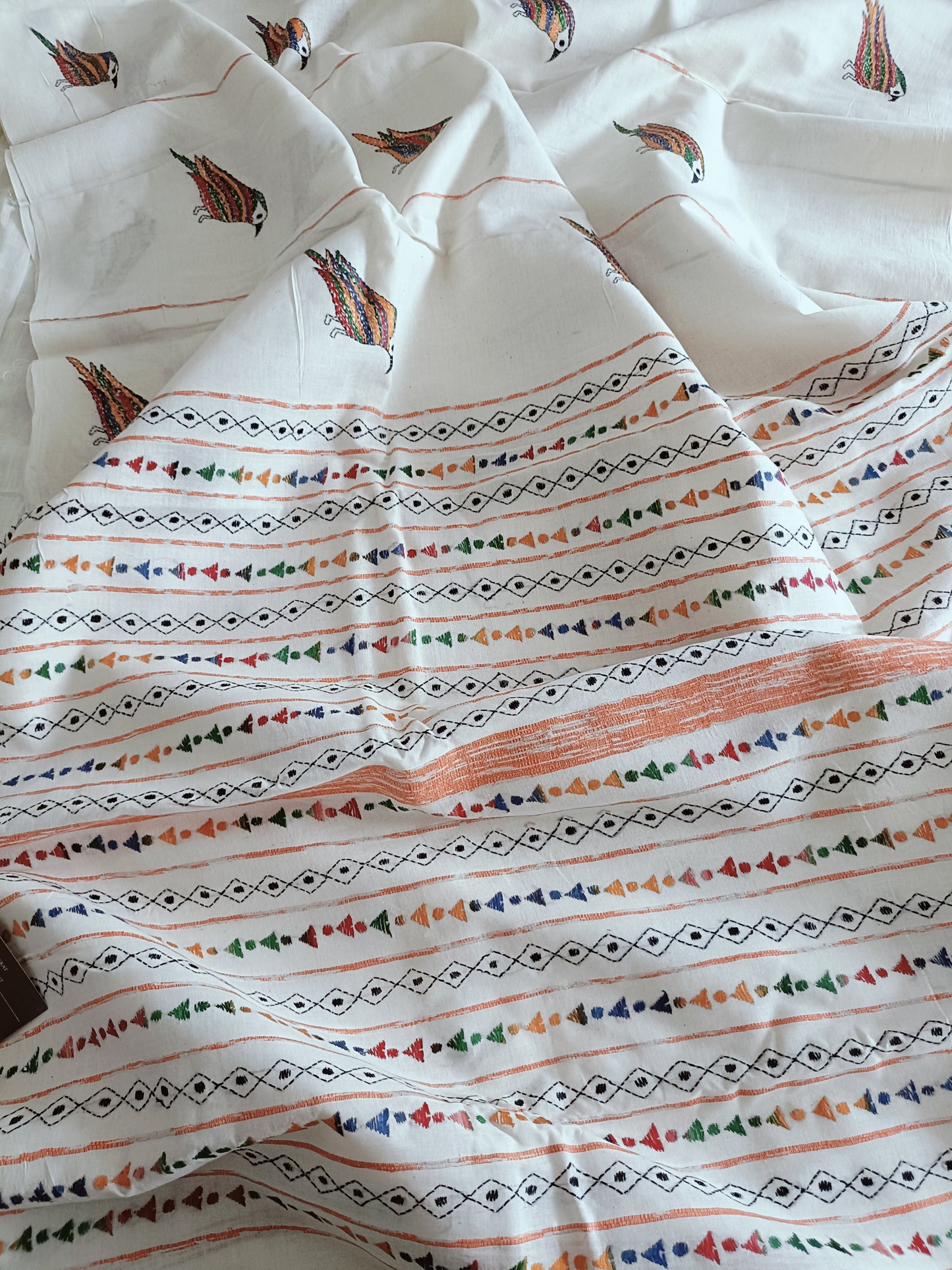 Handmade Kantha Stitch Khesh Cotton Saree
