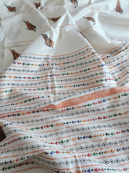 Handmade Kantha Stitch Khesh Cotton Saree