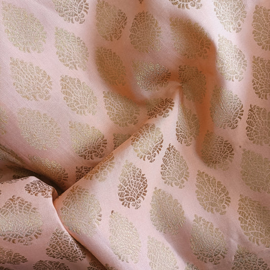 संध्यालता - Premium Peach Brocade Fabric - Fabric | Tags: Silk