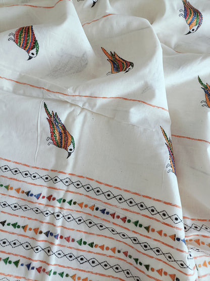 Handmade Kantha Stitch Khesh Cotton Saree