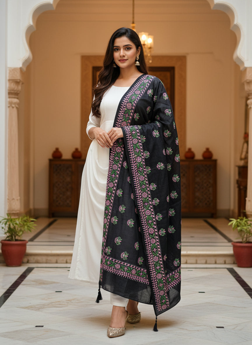 Pink Blooms on Midnight