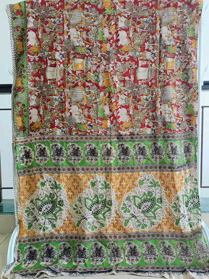 तुलसी - Pure Kota Handloom Cotton Handcrafted Kalamkari Saree