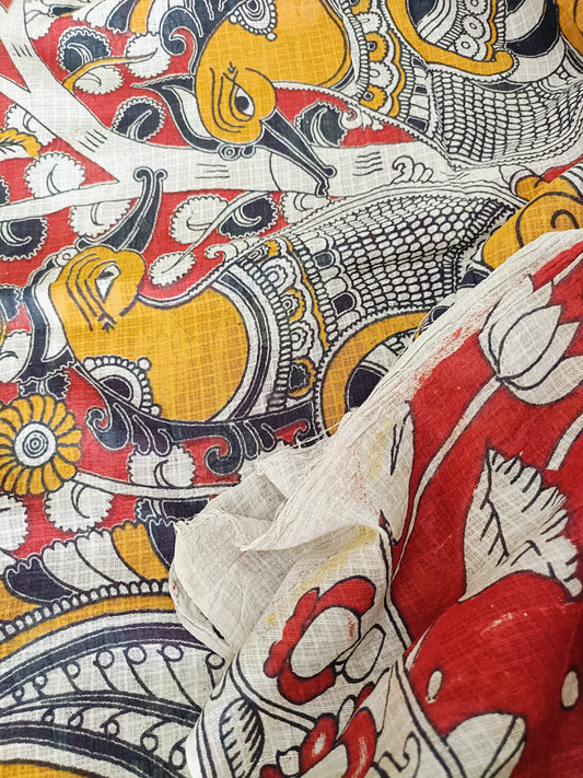 मेनका - Pure Kota Handloom Cotton Handcrafted Kalamkari Saree